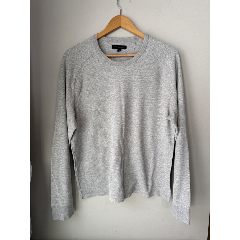 Banana Republic Mens Gray Long Sleeve Raglan Thermal‎ Knit Shirt Size Large
